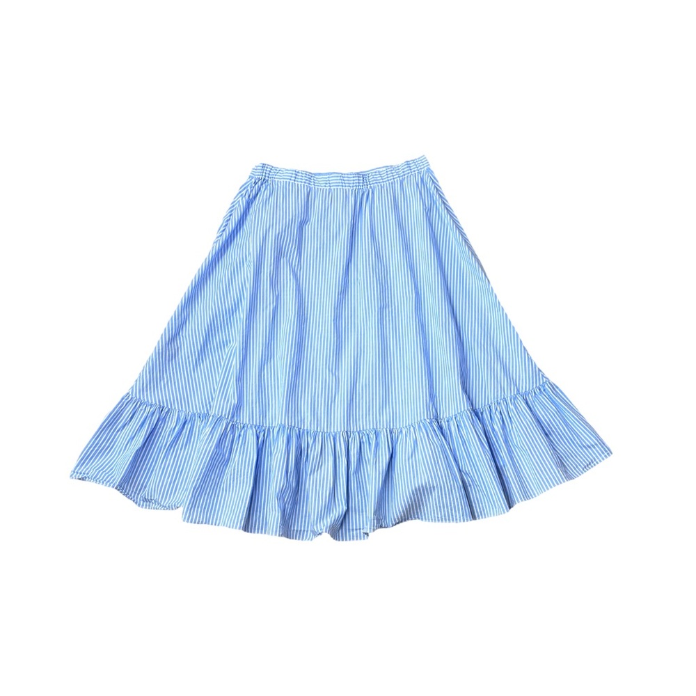 Jill Stuart Striped Ruffle Midi Skirt A-Line Cottagecore Office Preppy Nautical - Picture 4 of 7